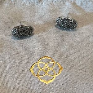 KENDRA SCOTT SILVER STUD PLATINUM DRUZY EARRINGS